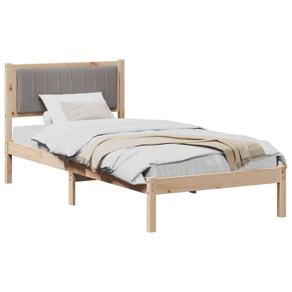 vidaXL Bed Frame with Upholstered Headboard Taupe 90 x 190 cm