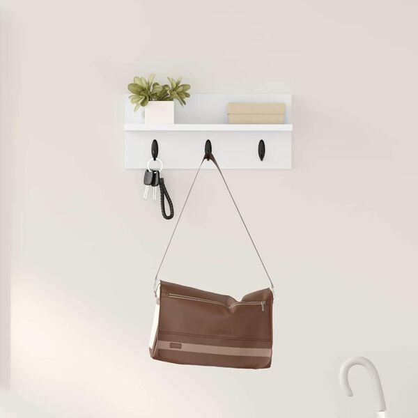 vidaXL Wall-Mounted Coat Rack White 40 x 10.5 x 18 cm Engineered wood