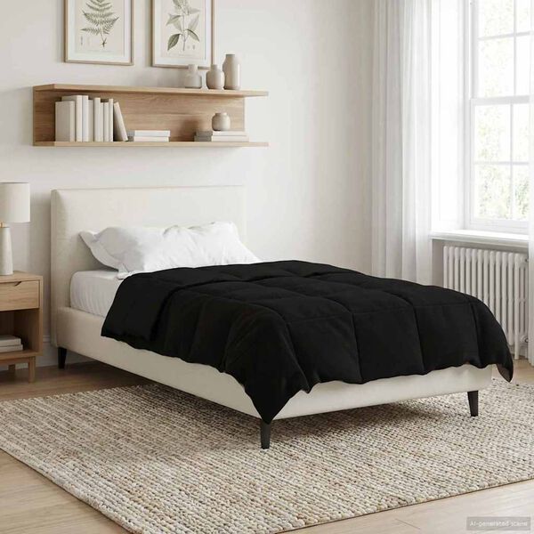 vidaXL Full Year Duvet Quilted Black 155 x 200 cm Microfiber