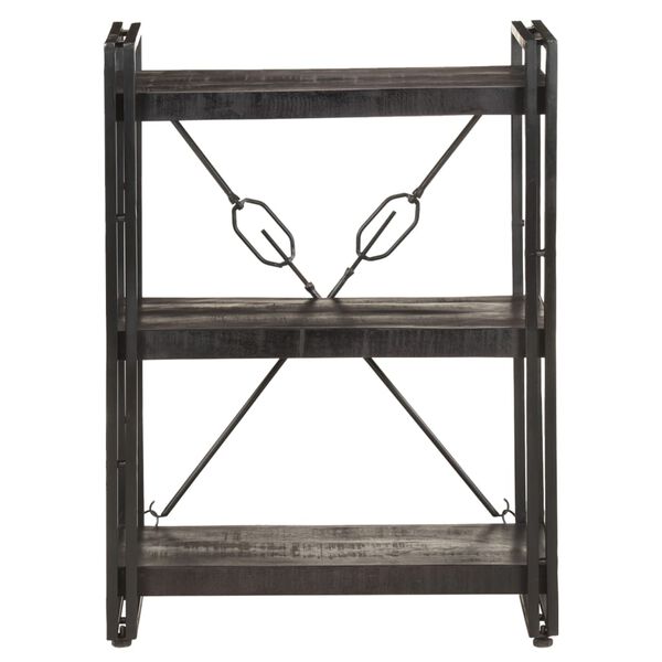 vidaXL 3-Tier Bookcase Black 60x30x80 cm Solid Mango Wood