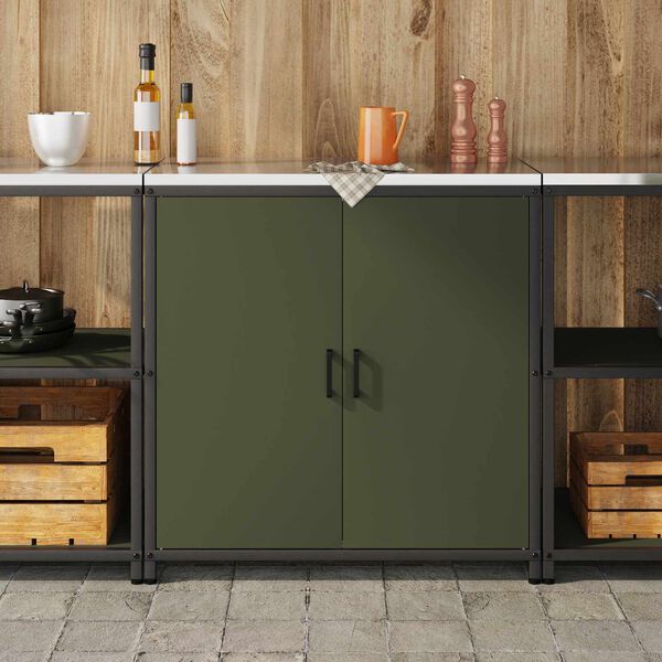 vidaXL Kitchen Storage with Shelf Olive Green 90 x 50 x 92 cm Steel