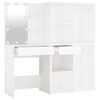 vidaXL LED Dressing Table with 2 Cabinets White Engineered Wood