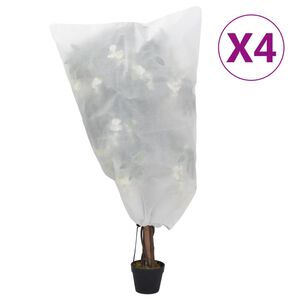 vidaXL Plant Fleece Covers with Drawstring 4 pcs 70 g/m&sup2; 0.8x0.8 m