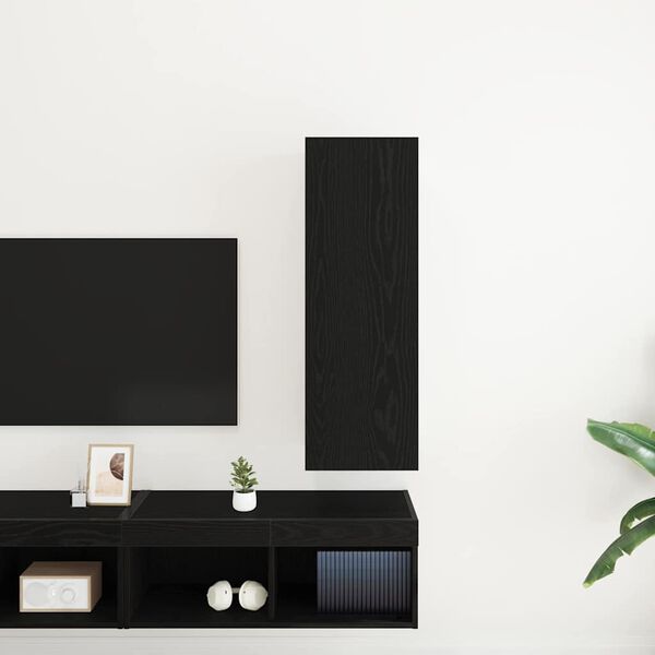 vidaXL Wall TV Cabinet Black Oak 30.5 x 30 x 90 cm Engineered Wood