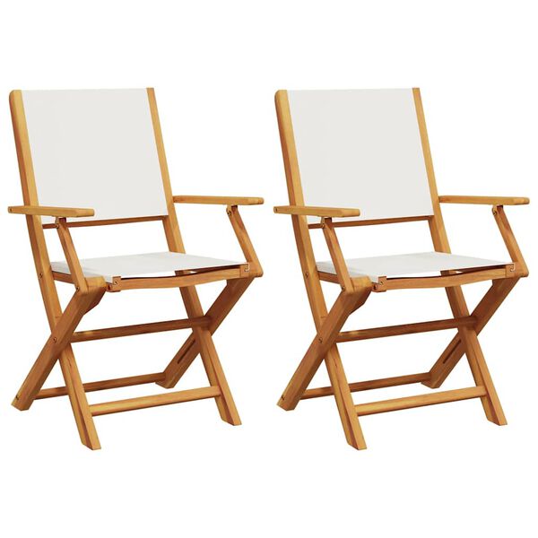 vidaXL Garden Chairs 2 pcs Cream White Solid Wood Acacia and Fabric