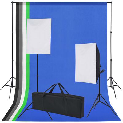 vidaXL Photo Studio Kit: 5 Coloured Backdrops & 2 Softboxes
