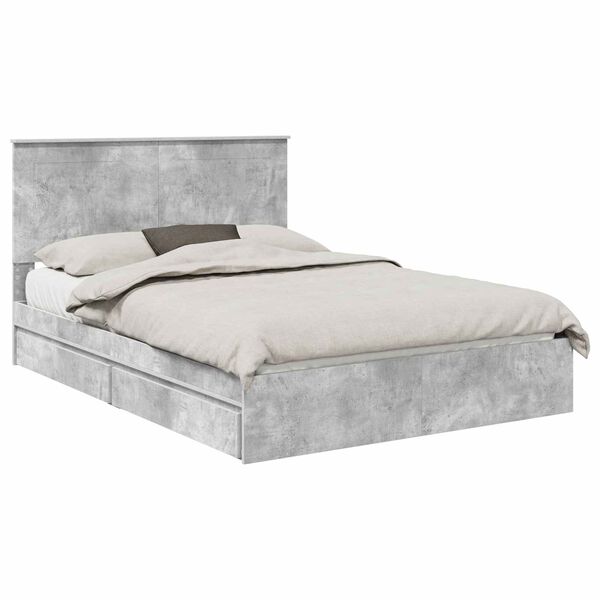 vidaXL Storage Bed Concrete Grey 150 x 200 cm Engineered Wood