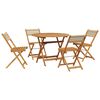 vidaXL 5 Piece Garden Dining Set Beige Polypropylene and Solid Wood