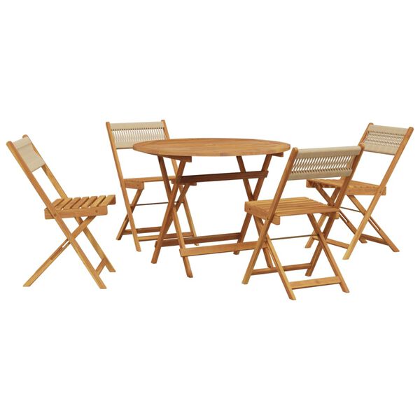 vidaXL 5 Piece Garden Dining Set Beige Polypropylene and Solid Wood