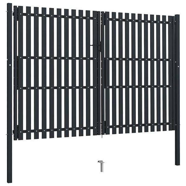 vidaXL Double Door Fence Gate Steel 300x200 cm Anthracite