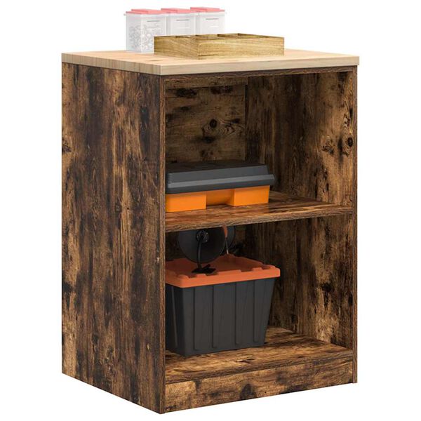 vidaXL Garage Storage Cabinet Smoked Oak 60x51x85 cm Solid Wood Pine