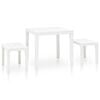 vidaXL Garden Table with 2 Benches Plastic White