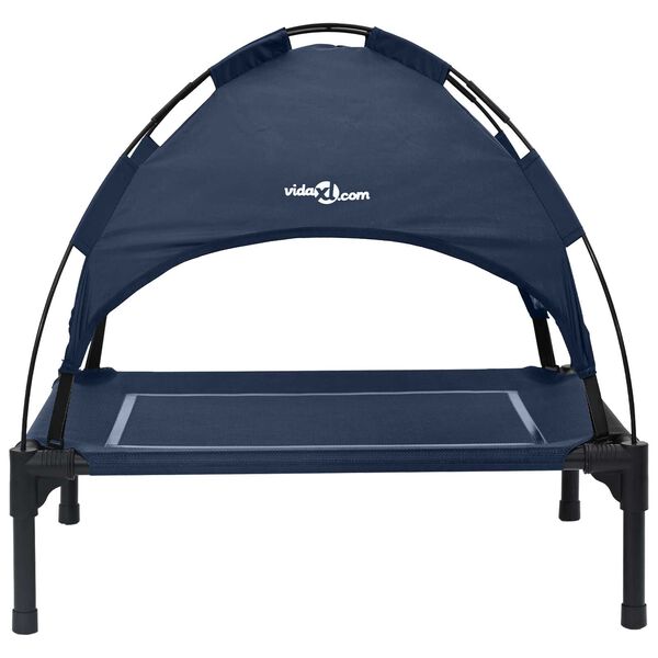 vidaXL Dog Bed Folding Manual Navy Blue 71 x 64 x 71 cm Steel