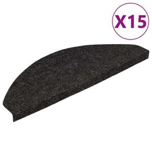 vidaXL Stair Mats Self-adhesive 15 pcs 56x17x3 cm Black