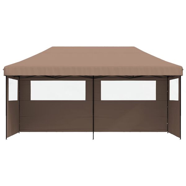 vidaXL Foldable Party Tent Pop-Up with 3 Sidewalls Brown