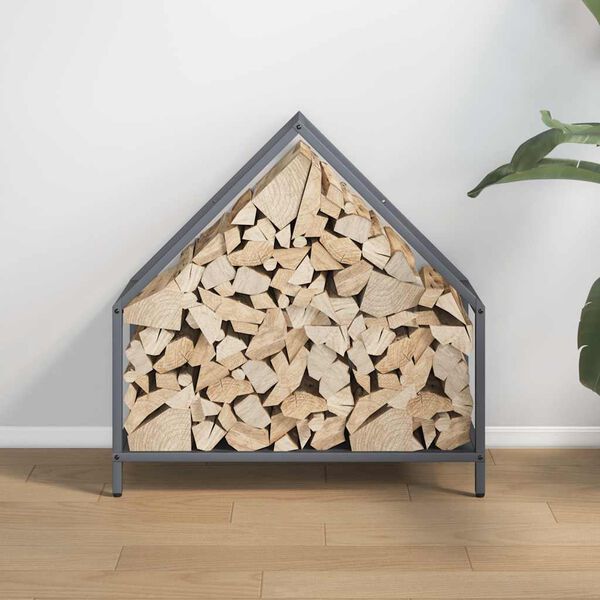 vidaXL Firewood Rack Anthracite 60x25x60 cm Cold-rolled steel