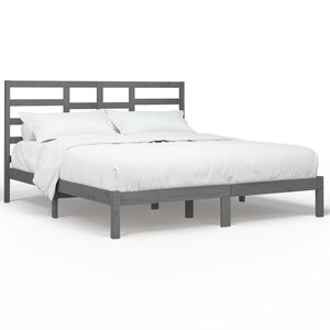 vidaXL Bed Frame without Mattress Grey Solid Wood 200x200 cm