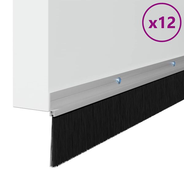 vidaXL Screw-on Door Brush Seals 12 pcs Silver 100 cm Aluminium Alloy