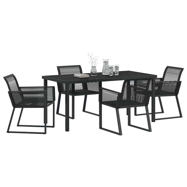 vidaXL Garden Dining Set 5 pcs Black Powder-Coated Steel