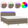 vidaXL Box Spring Bed with Mattress&LED Taupe 140x200cm Fabric