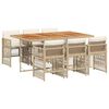 vidaXL 7 Piece Garden Dining Set with Cushions Beige Poly Rattan