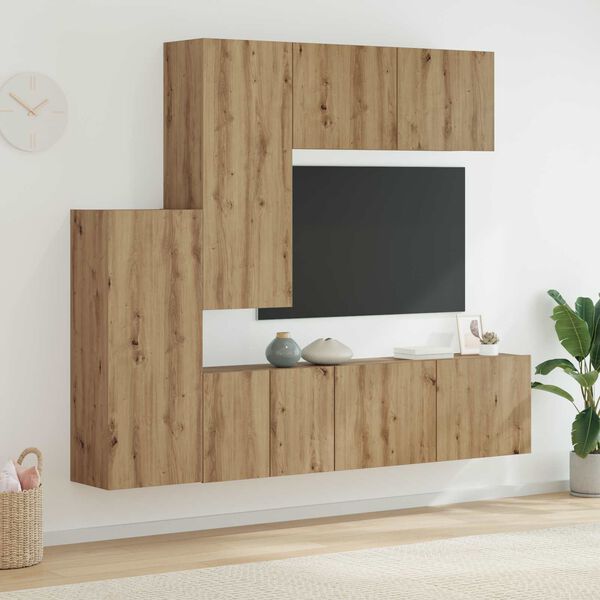 vidaXL TV Wall Unit Wall-mounted 5 pcs Artisan Oak Engineered Wood