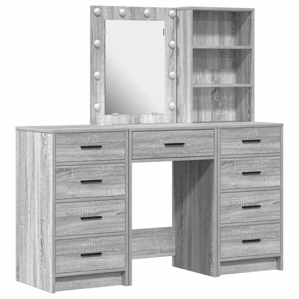 vidaXL Dressing Table 3 pcs Grey 40 x 41 x 135 cm Engineered wood