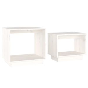 vidaXL Coffee Table | White | Solid pinewood | Medium | Stackable | Coffee Table
