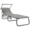 vidaXL Folding Sun Lounger Folding Grey 190 x 57 x 81 cm Oxford