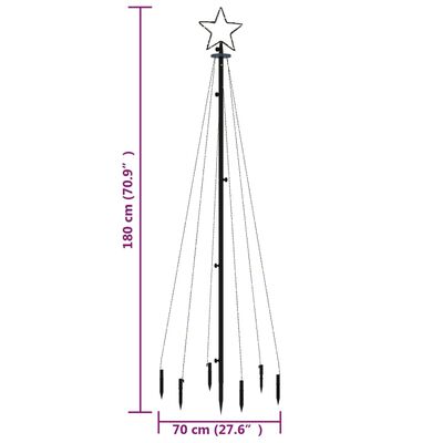 vidaXL Christmas Tree with Spike Colourful 108 LEDs 180 cm