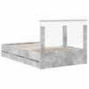 vidaXL Bed Frame with Drawer Concrete Grey 120 x 190 cm Engineer Wood