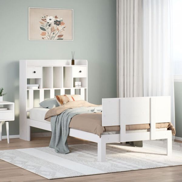 vidaXL Bookcase Bed without Mattress White 90x190cm Solid Wood Pine