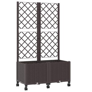 vidaXL Garden Planter with Trellis&Wheels Brown 80 x 40 x 146 cm PP