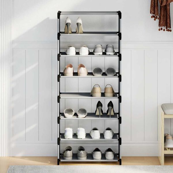 vidaXL Shoe Rack 8-Tier Grey 54x28x124 cm Non-woven Fabric