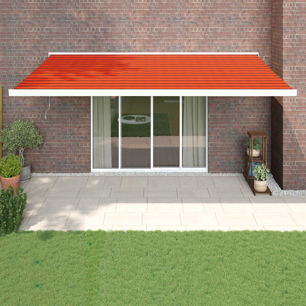 vidaXL Retractable Awning Orange and Brown 5x3 m Fabric and Aluminium