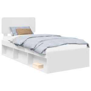 vidaXL Bed Frame with Headboard White 75 x 190 cm Solid Pine Wood