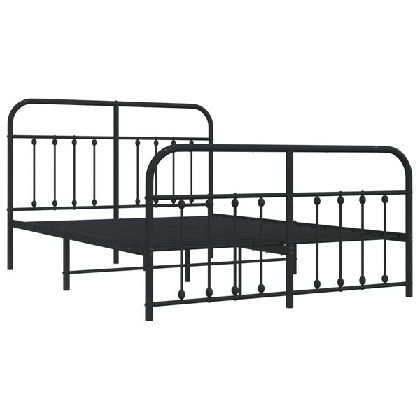 vidaXL Metal Bed Frame without Mattress with Footboard Black 140x200cm