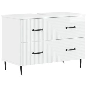vidaXL Bathroom Sink Cabinet HAARLEM High Gloss White 82 x 41x 58.5 cm