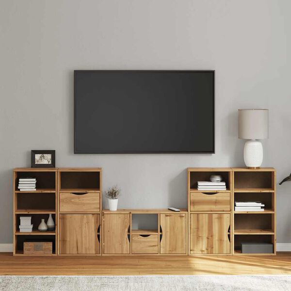 vidaXL 5 Piece TV Units with Storage ODDA Solid Wood Pine