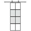 vidaXL Sliding Door Black 76x205 cm Tempered Glass and Aluminium