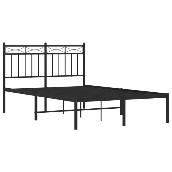 vidaXL Metal Bed Frame without Mattress with Headboard Black 120x190cm