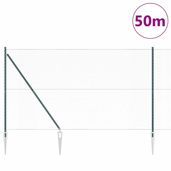 vidaXL Fence Post Green 50 x 1.5 m (13 mm mesh) Steel and PVC