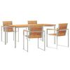 vidaXL Garden Dining Set 5 pcs Solid Teak Wood and Stainless Steel