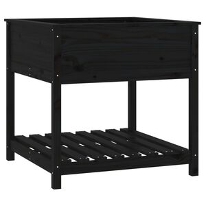 vidaXL Planter with Shelf Black 82.5x82.5x81 cm Solid Wood Pine