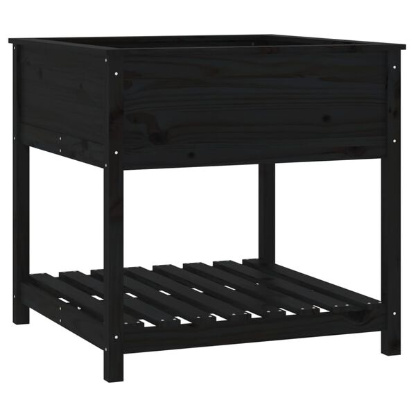 vidaXL Planter with Shelf Black 82.5x82.5x81 cm Solid Wood Pine