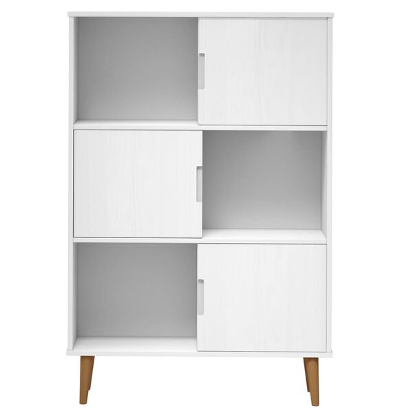 vidaXL Bookcase MOLDE White 90x35x133,5 cm Solid Wood Pine
