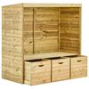 vidaXL Garden Arbour Bench with 3 Drawers 170 cm Solid Pinewood