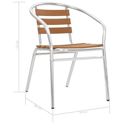 vidaXL Stackable Garden Chairs 2 pcs Aluminium and WPC Silver