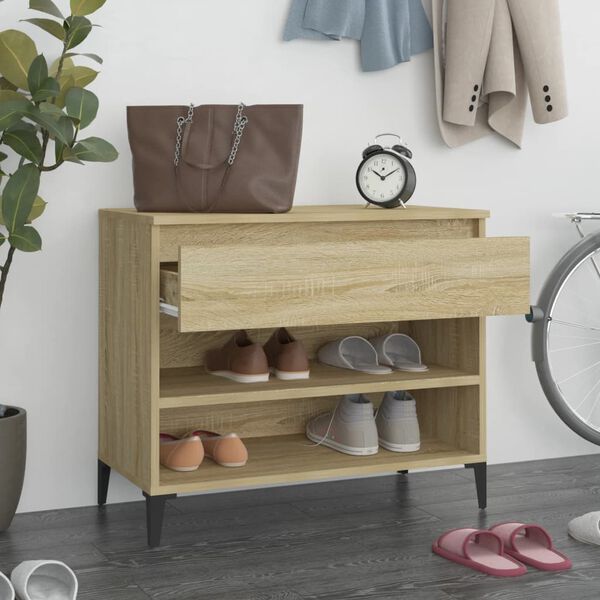 vidaXL Shoe Cabinet Sonoma Oak 70x36x60 cm Engineered Wood