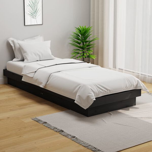 vidaXL Bed Frame without Mattress Grey Solid Wood Small Single